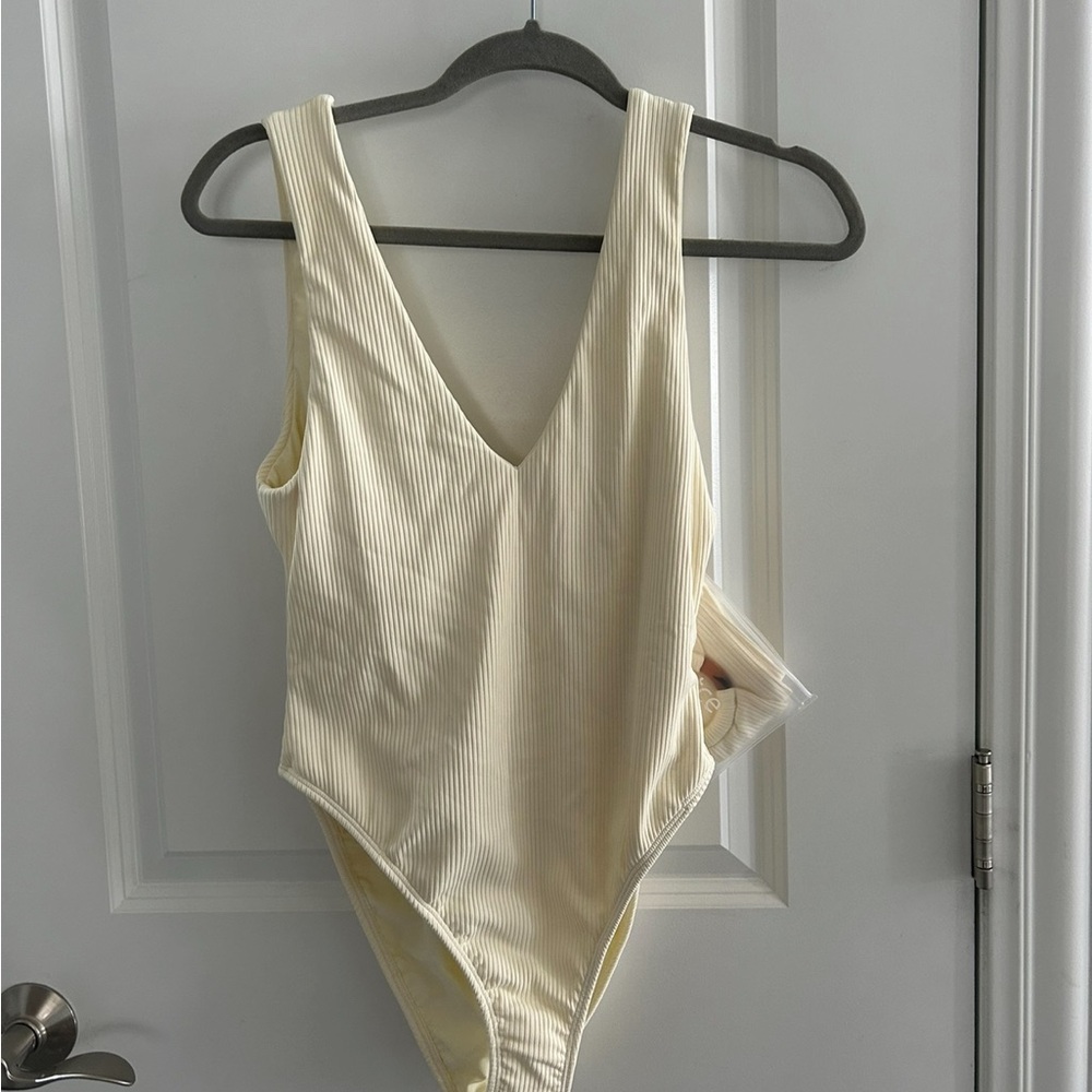 Montce Cream Rib Kim One- Piece Swimsuit - Picture 3 of 5